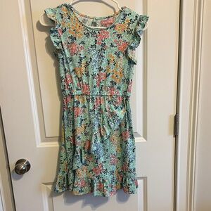 BCBGirls Floral Ruffle Dress - Blue and Orange